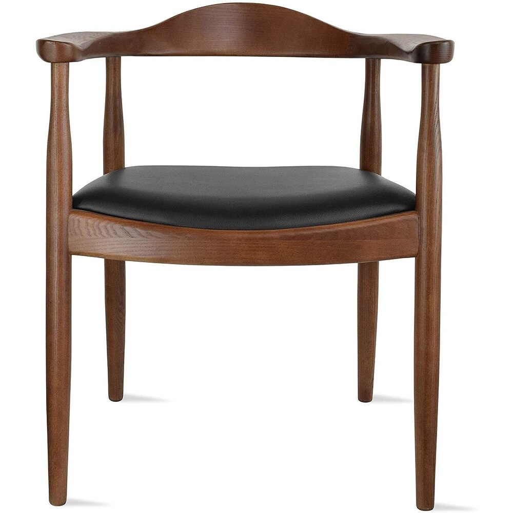 Oak and Faux Leather Dining Armchair