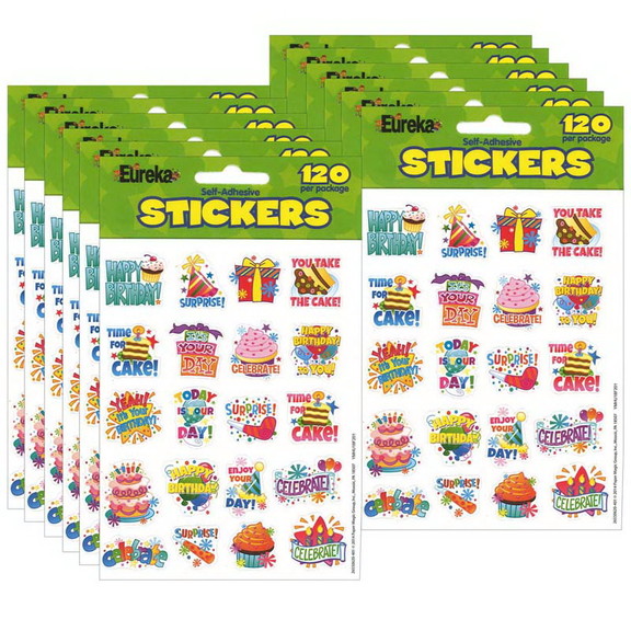 Eureka EU 655062 12 Birthday Theme Stickers (12 PK...