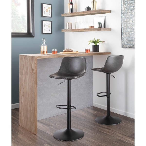 Carbon Loft Richard Adjustable Faux Leather Bar Stool - Set of 2