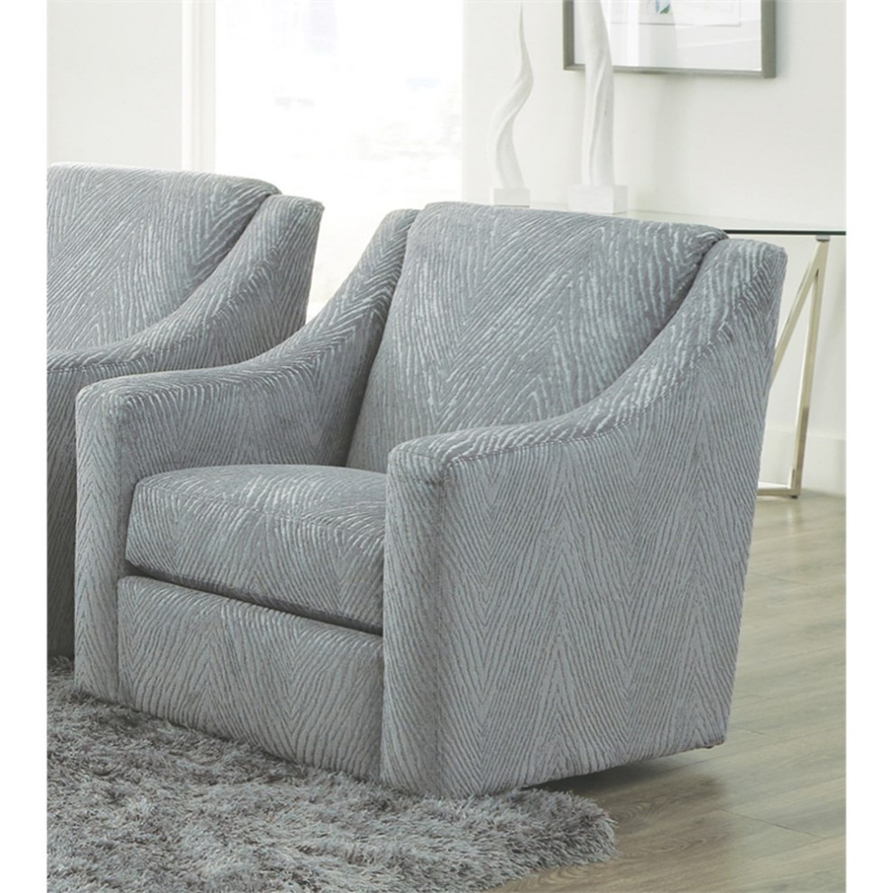 Catnapper Jefferson Swivel Accent Chair in Gray Polyester Fabric   Transitional   Armchairs And Accent Chairs   by Homesquare  Houzz