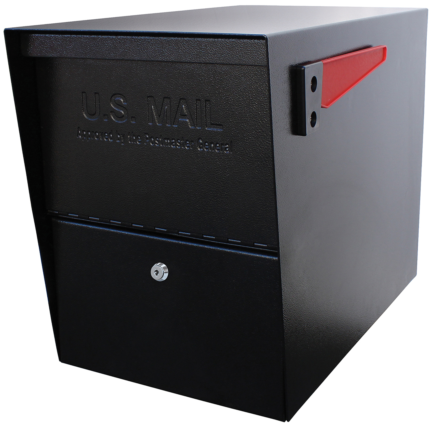 Mail Boss Package Master Modern Galvanized Steel Post Mount Black Locking Mailbox