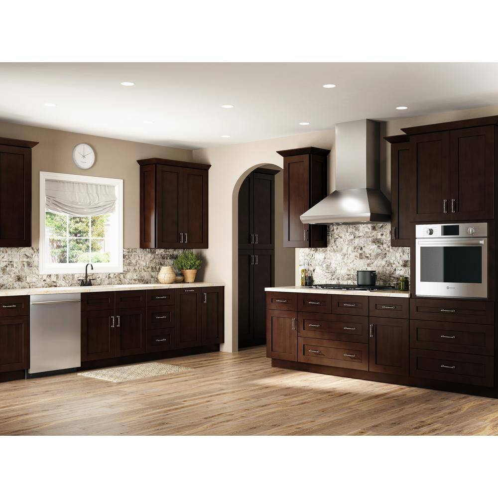 Home Decorators Collection Franklin Assembled 36x34.5x24 in. Plywood Shaker Lazy Suzan Base Corner Kitchen Cabinet Left in Stained Manganite EZR36SSL-FMG