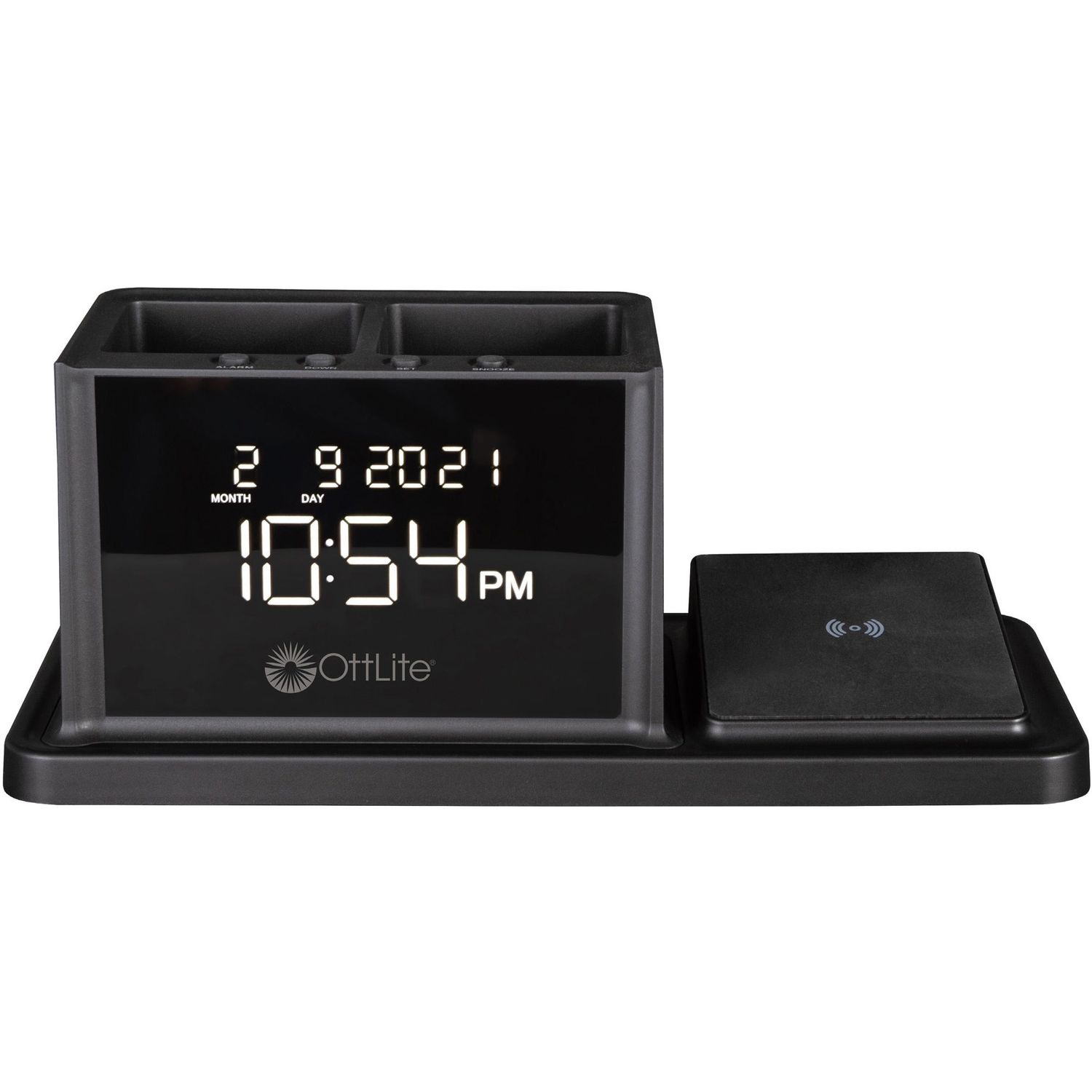 Wireless Charging Organizer Clock by OttLite Technology OTTA03G5T