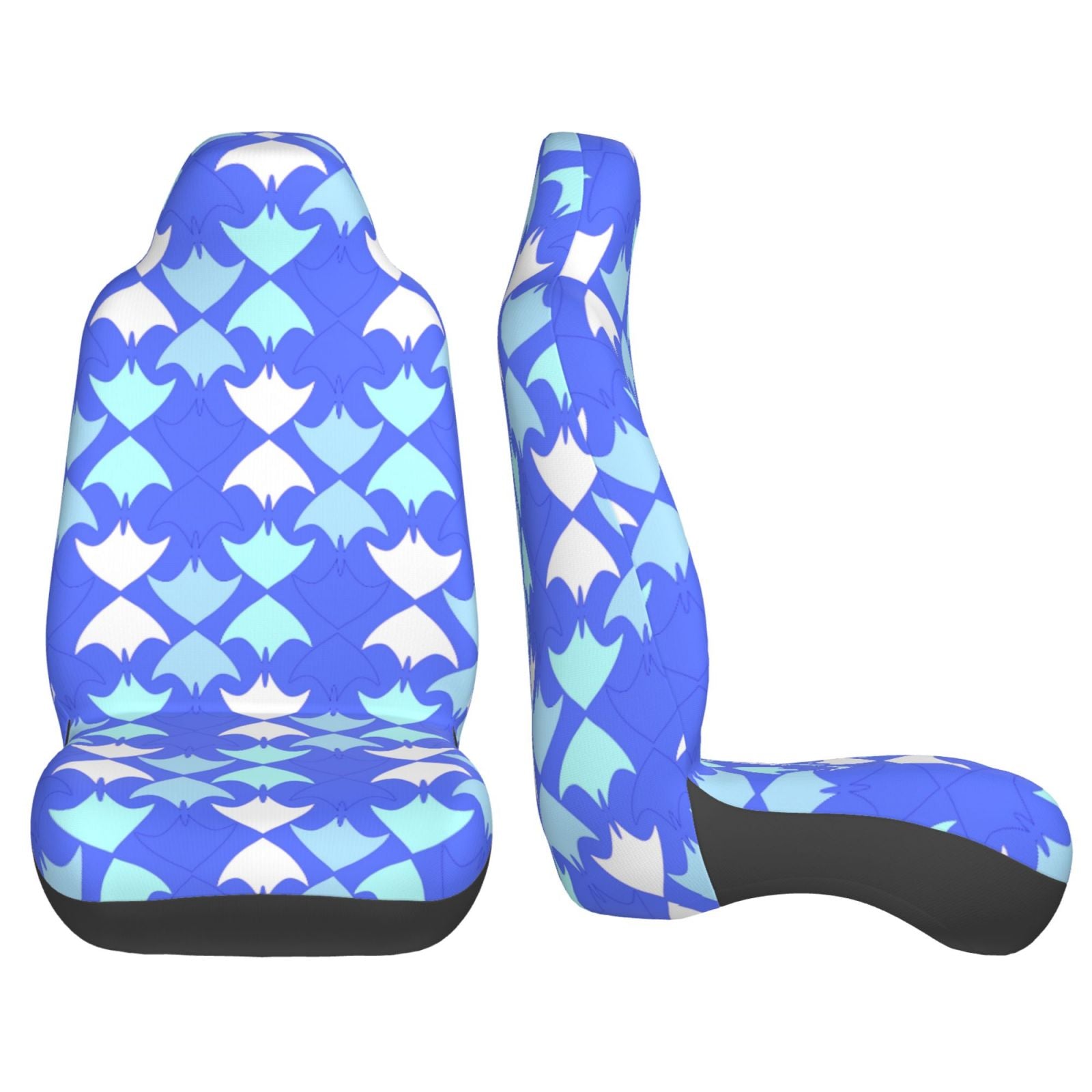 TEQUAN Front Seat Covers， Blue Abstract Swifts Mosaic Collage Pattern 2 Piece Car Seat Cover Fit Most Car SUV Truck Van