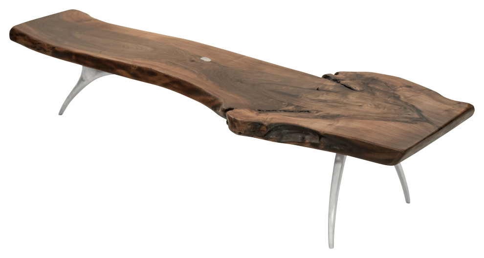 Walnut Slab Coffee Table with Cast Aluminium Legs 89 quotx30 quotx19 quot  Rustic   Coffee Tables   by Kilim Area Rugs  Houzz