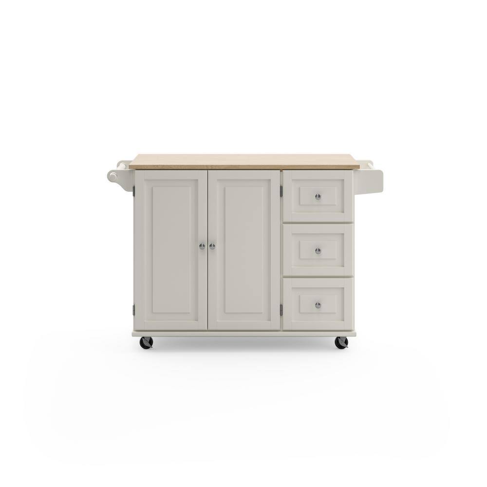 HOMESTYLES Dolly Madison White Kitchen Cart with Natural Wood Top 4511-95