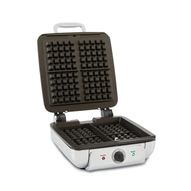 All-Clad 99010GT Stainless Steel Belgian Waffle Maker with 7 Browning Settings， 4-Square， Silver