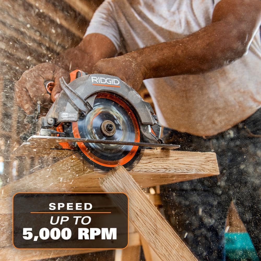 RIDGID 18V Subcompact Brushless 6-1/2 in. Circular Saw Kit with 4.0 Ah Battery and Charger R8656K