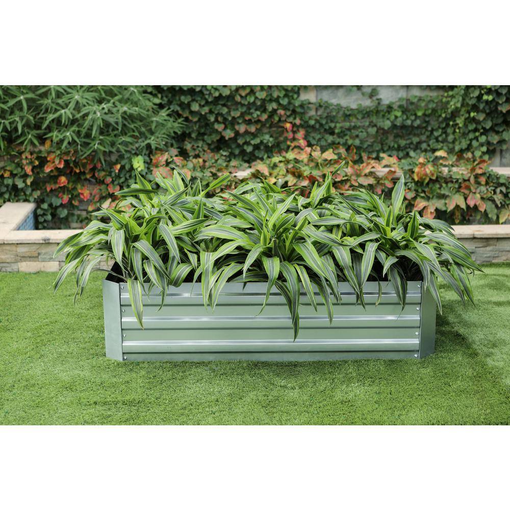 Luxen Home 48 in. Galvanized Metal Rectangular Raised Garden Bed WHPL1271