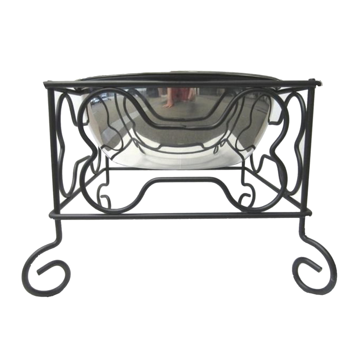 Wrought Iron Stand with Single Stainless Steel Feeder Bowl, Medium