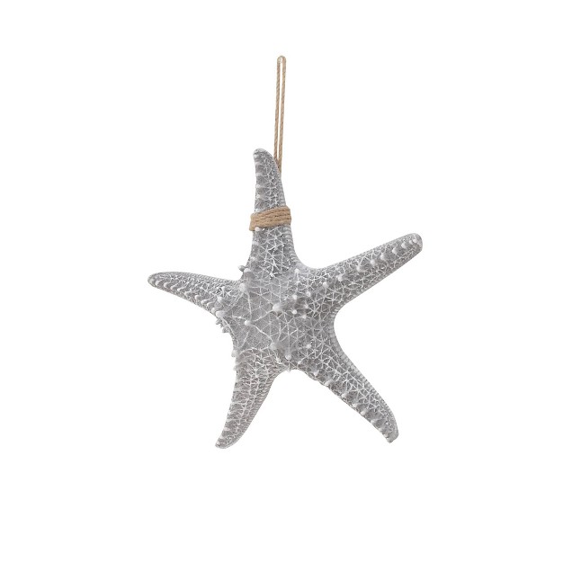 X 14 quot Polystone Starfish Wall Decor With Hanging Rope Gray Olivia amp May