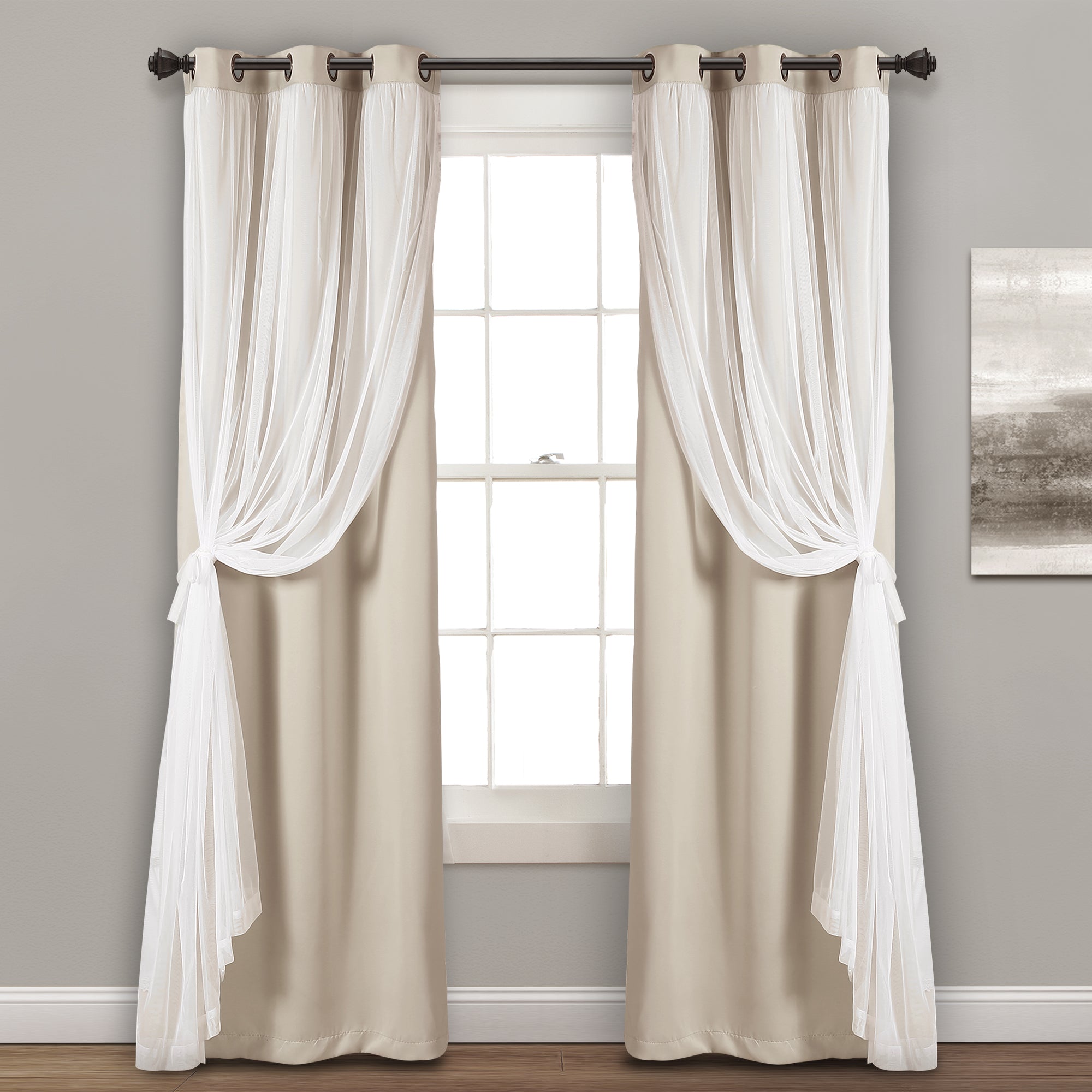 Grommet Sheer With Insulated Blackout Lining Curtain Panel Set