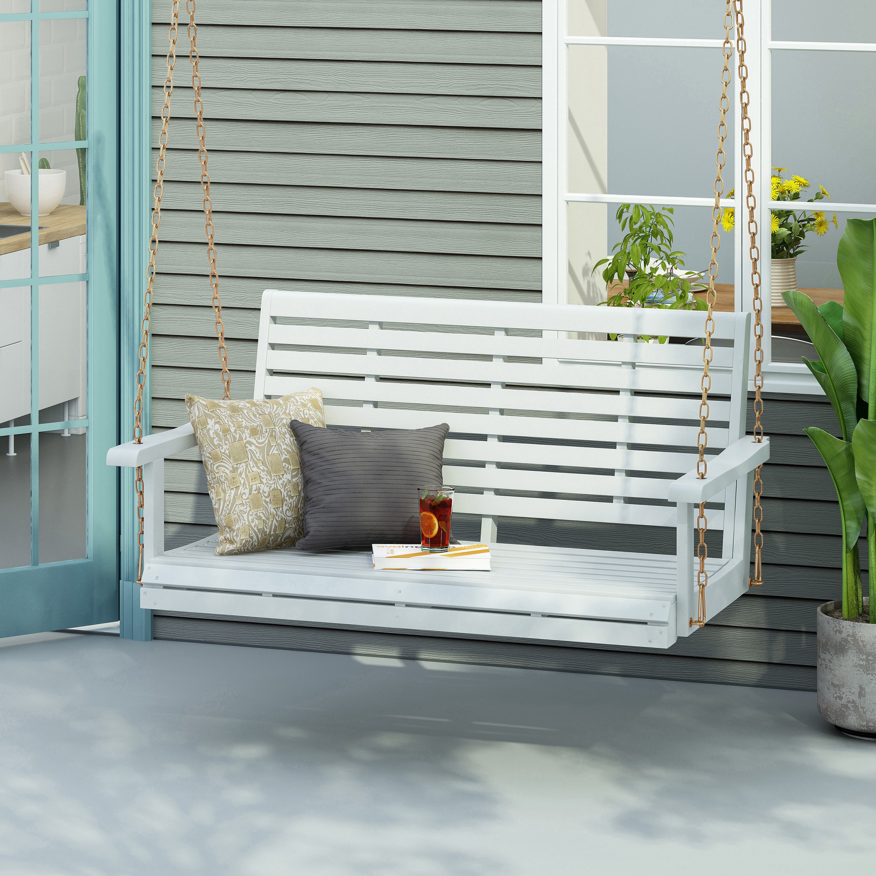 Viola Outdoor Acacia Wood Porch Swing