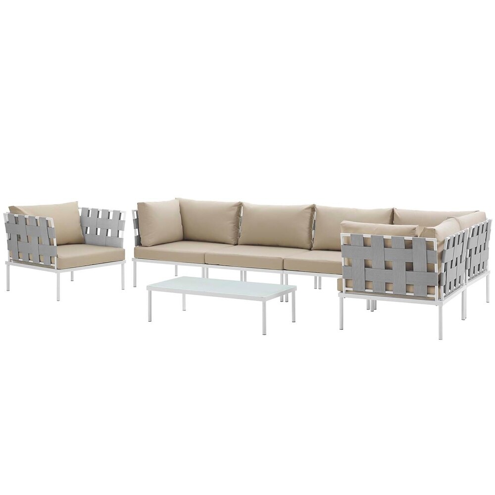 Harmony 7 piece Outdoor Patio Aluminum Sectional Sofa Set