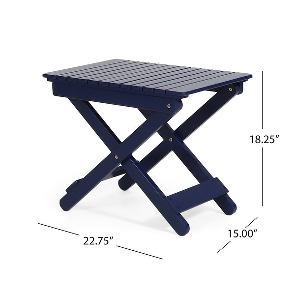 Roomfitters Outdoor Folding Wooden Side Table，Navy Blue