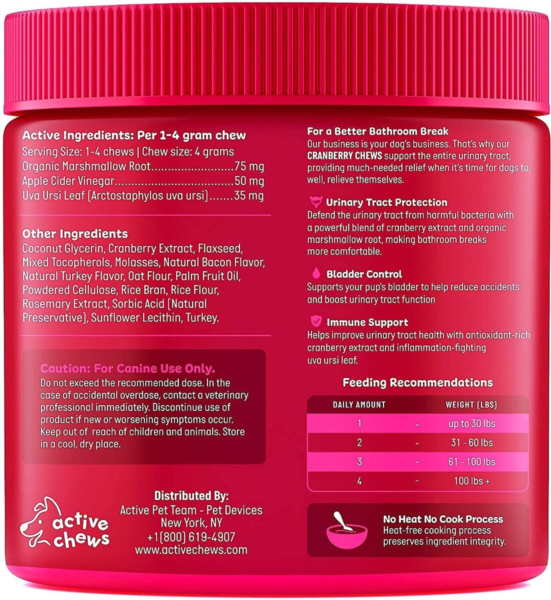 Active Chews Cranberry Urinary Health Dog Supplement