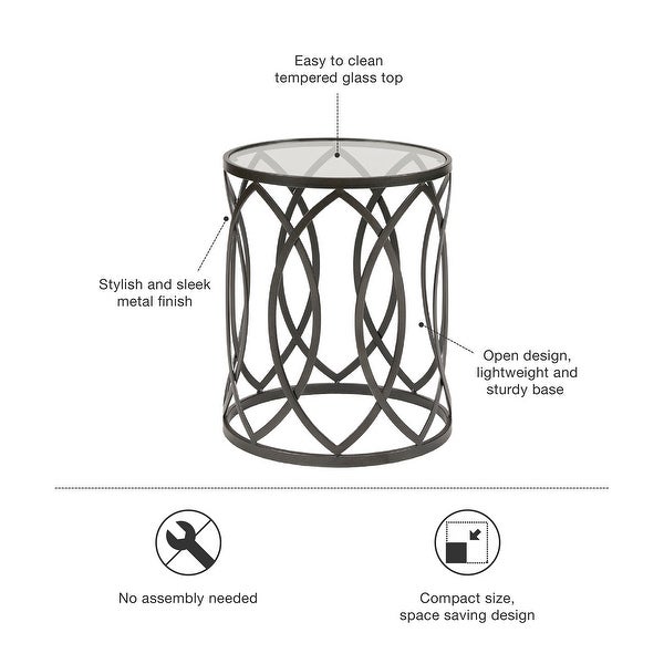 Madison Park Coen Metal Eyelet Accent Drum Table