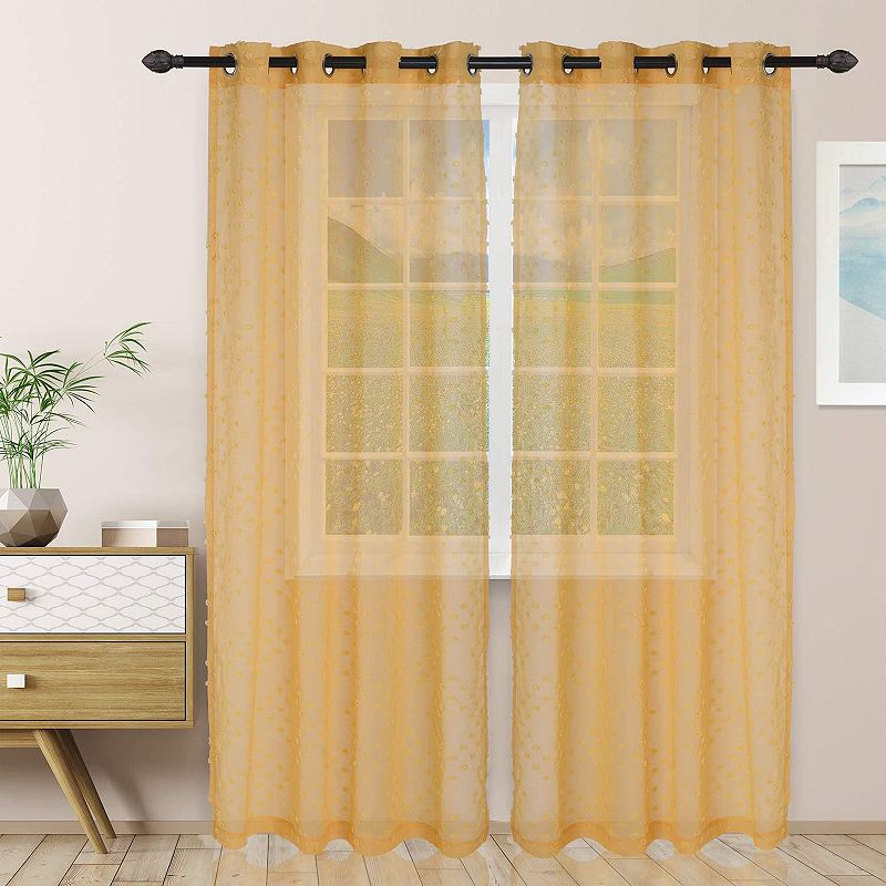 Superior Poppy Sheer Set of 2 Grommet Top Window Curtain Panels