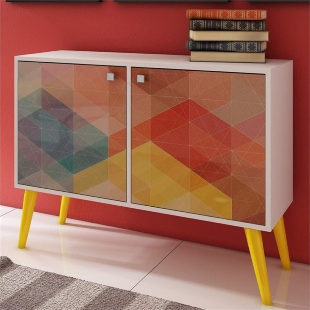 Bowery Hill 27 quot2 Door Mid Century Wood Console Table in Multi Color   Midcentury   Console Tables   by Homesquare  Houzz