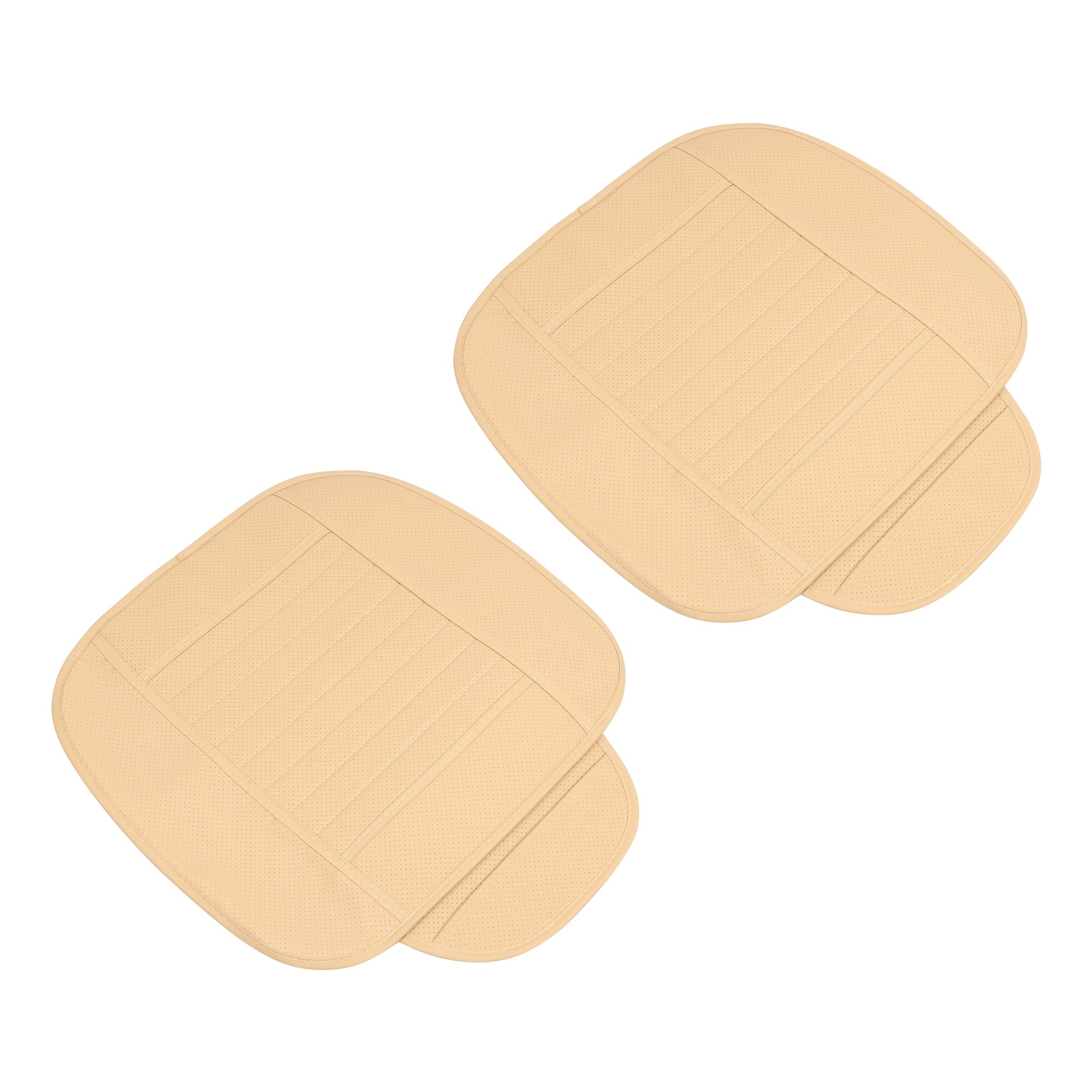 2pcs Front Car Seat Cover Breathable Leatherette Pad Mat Home Office Auto Chair Cushion Beige