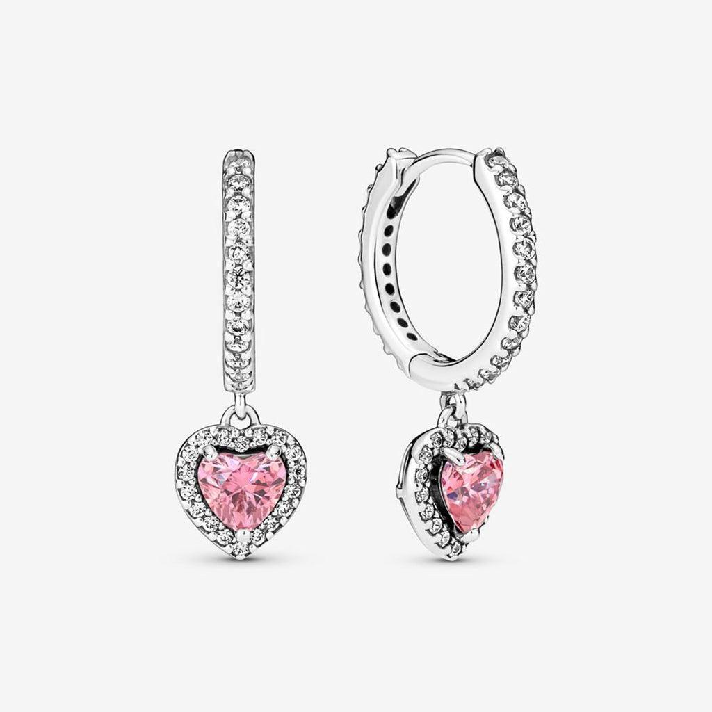 PANDORA  Sparkling Halo Heart Hoop Earrings