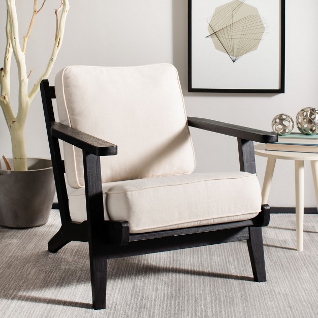 Nico Mid Century Accent Chair Bone White black Safavieh