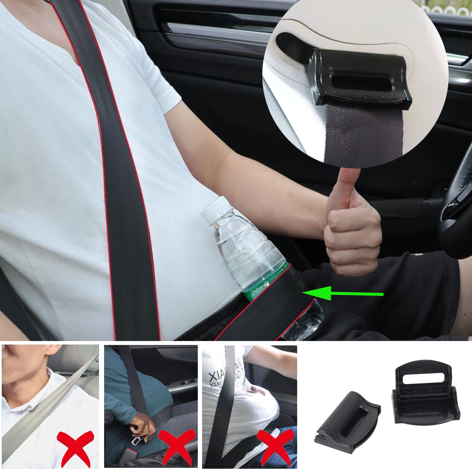 Car Seatbelt Adjuster Car Seat Belt Clip Shoulder Neck Strap Positioner (2 Pack)