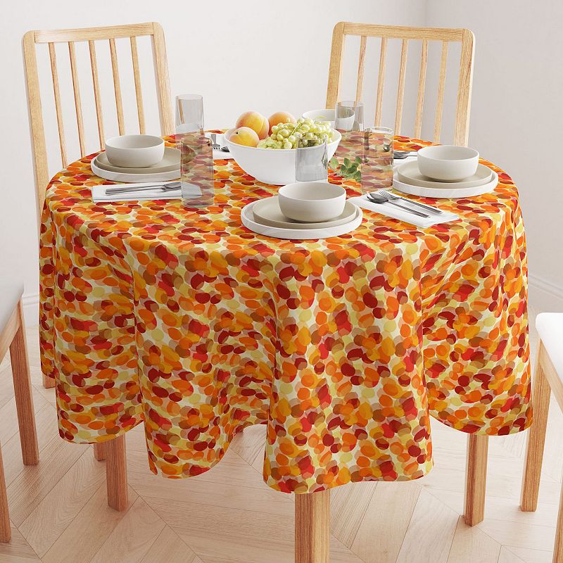 Round Tablecloth， 100% Polyester， 60 Round， Autumn Abstract Leaves