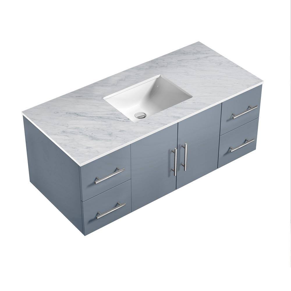 Lexora Geneva 48 in. W x 22 in. D Dark Grey Bath Vanity and Carrara Marble Top LG192248DBDS000