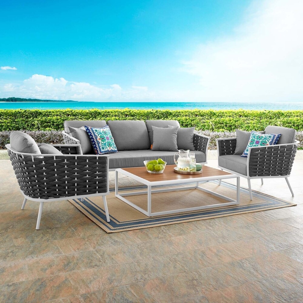 Stance 4 Piece Outdoor Patio Aluminum Sectional Sofa Set   n/a