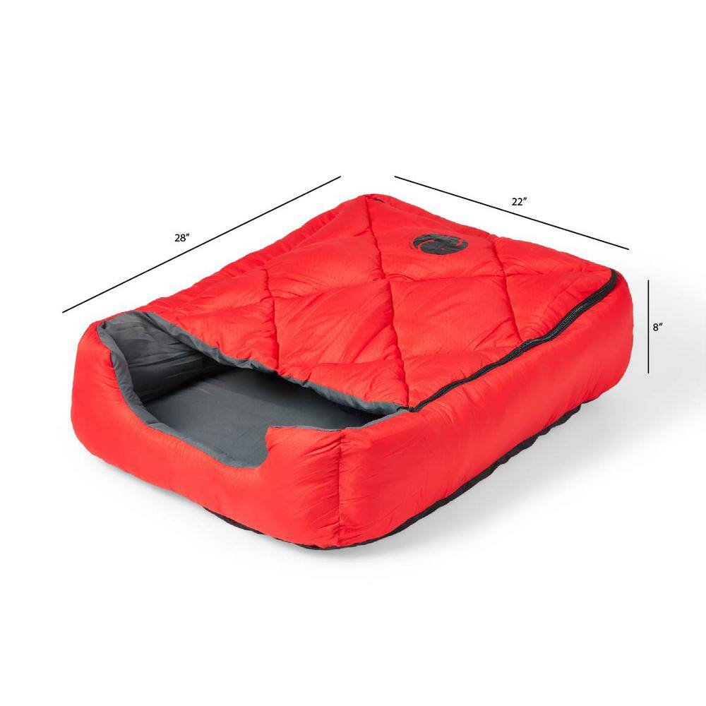 OmniCore Designs Pet Sleeping Bag with Zippered Cover and Insulation for IndoorOutdoor Use as Pet Beds or Pet Mats (SMRed) 850008244155