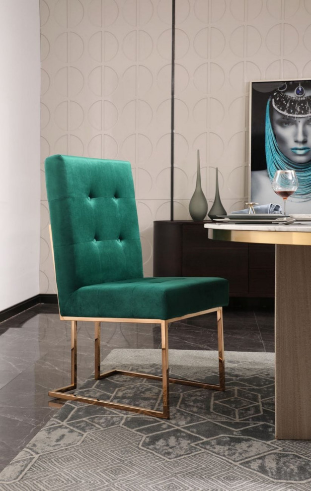 Modrest Legend Modern Green Velvet and Rosegold Dining Chair  Set of 2   Contemporary   Dining Chairs   by Vig Furniture Inc.  Houzz