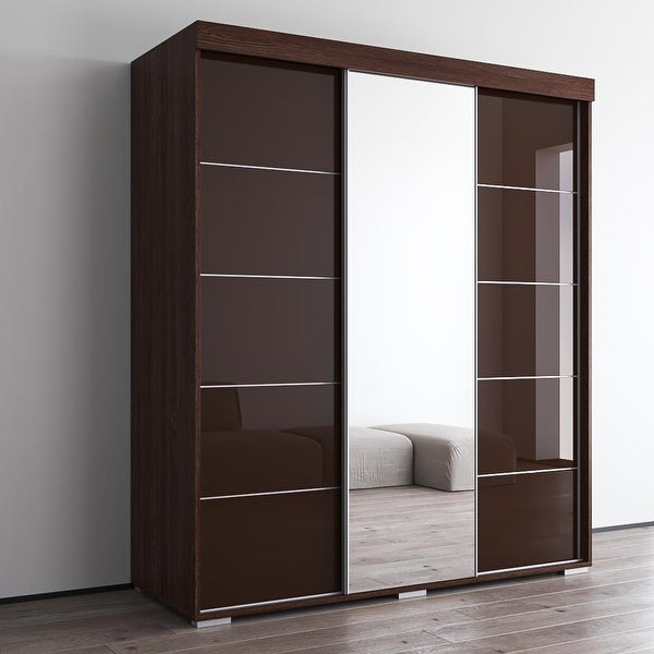 Aria Modern 3-door Wardrobe Armoire with Mirror - - 28494575