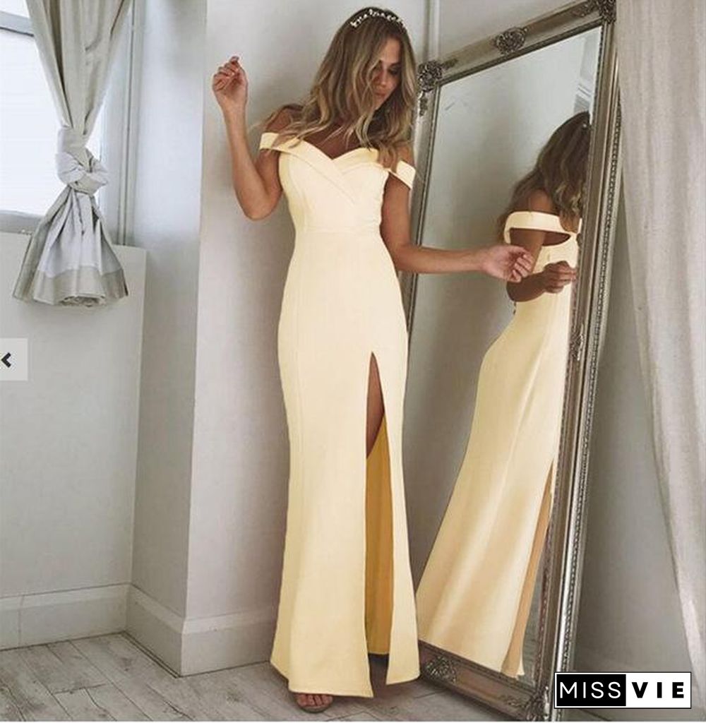 Off Shoulder Sexy Split Maxi Dress