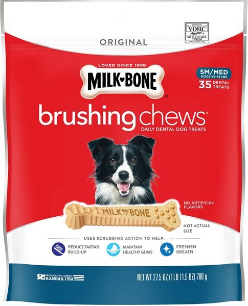 Milk-Bone Brushing Chews Daily Dental Dog Treats， 27.5-oz bag