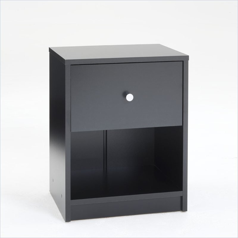 Atlin Designs 1 Drawer Nightstand in Black