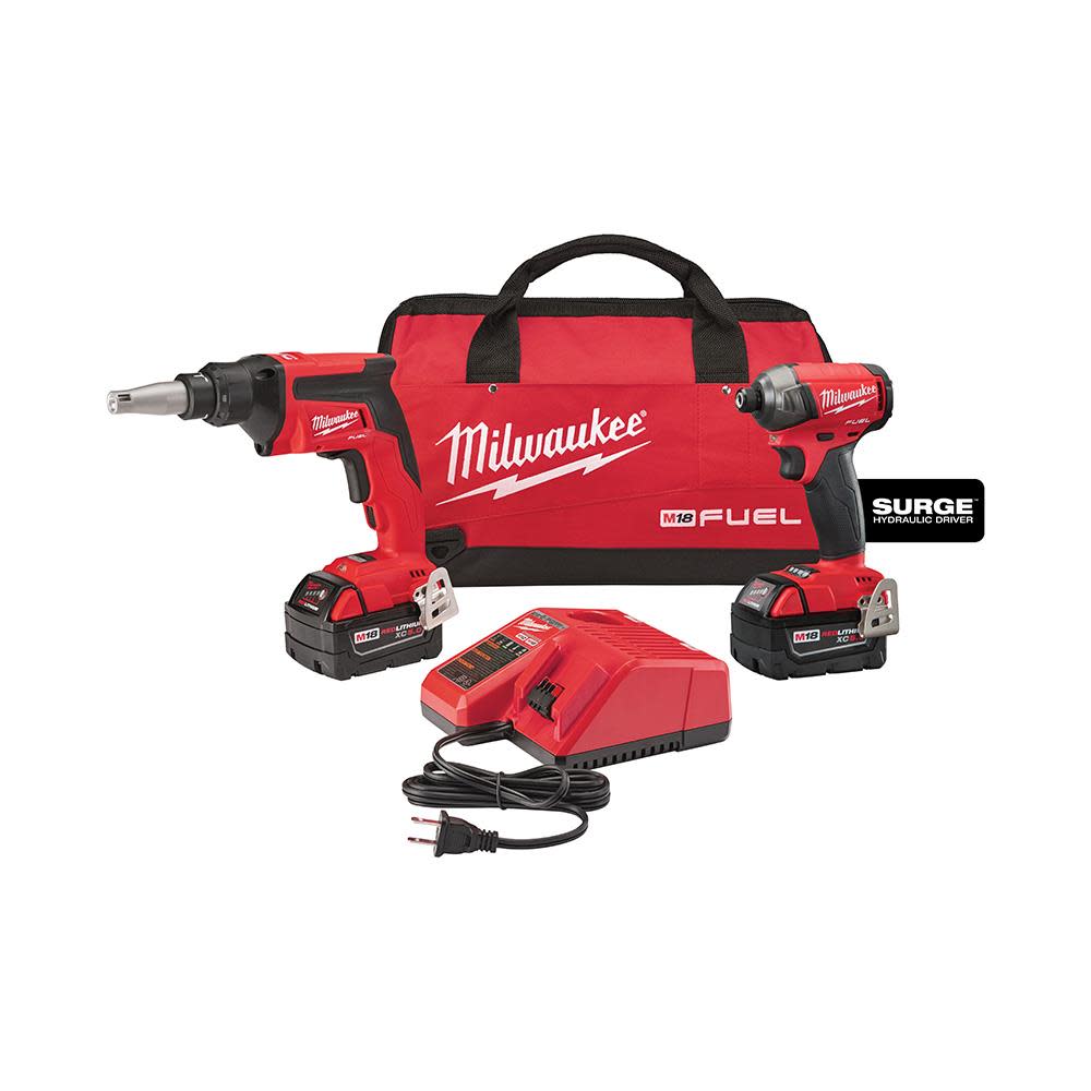 Milwaukee M18 FUEL 2-Tool Combo Kit (FUEL Drywall Gun/SURGE Hydraulic Driver) 2896-22 from Milwaukee