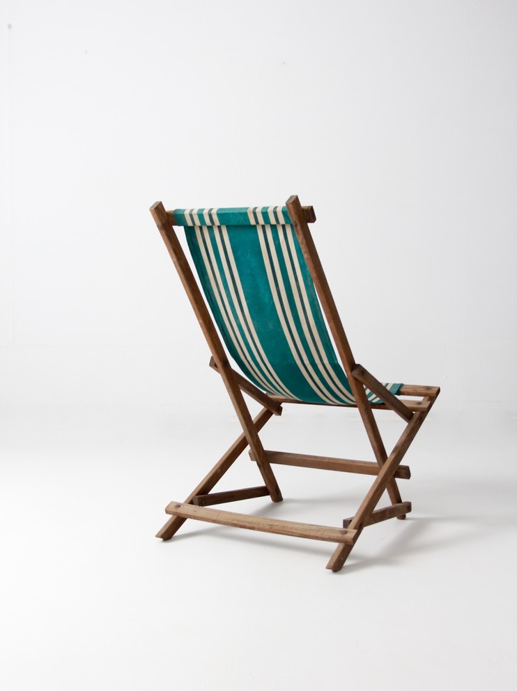 Consigned  Vintage Deck Chair   Beach Style   Outdoor Folding Chairs   by 86 Vintage  Houzz