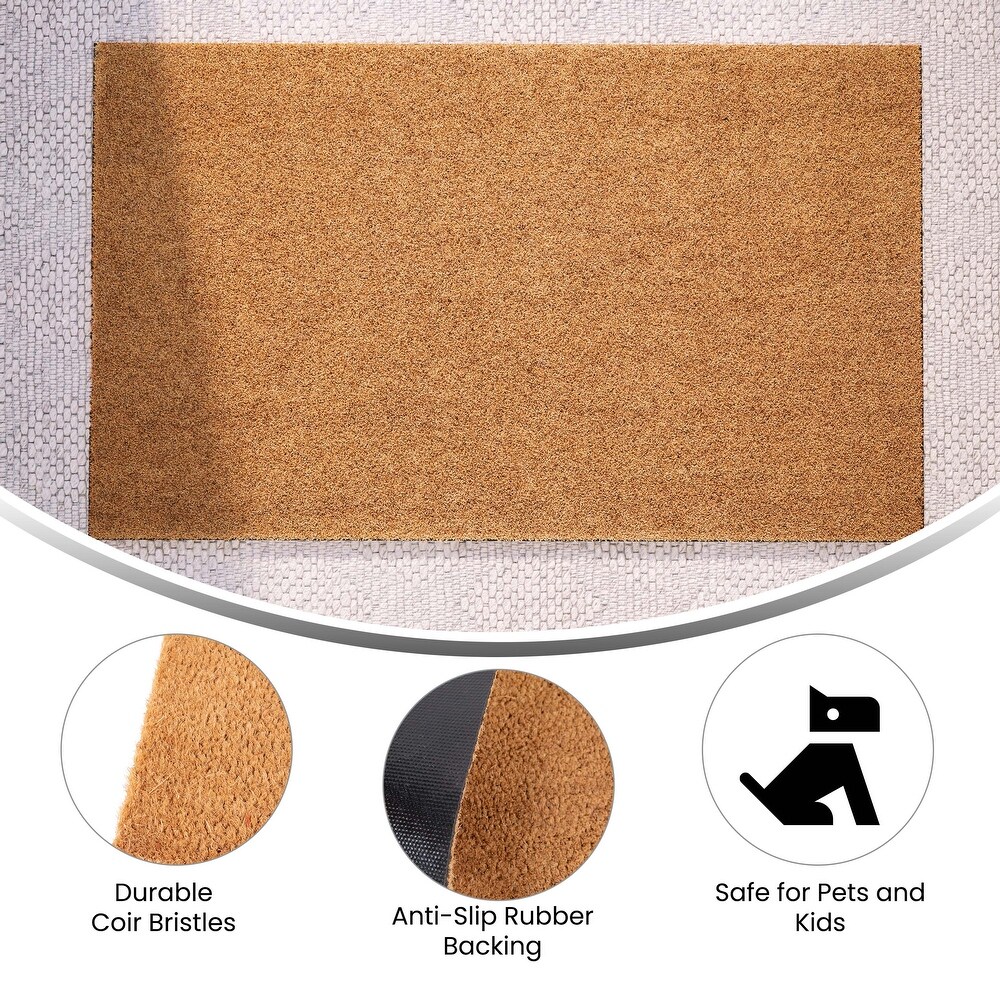 Indoor/Outdoor Solid Coir Entryway Doormat with Non Slip Backing