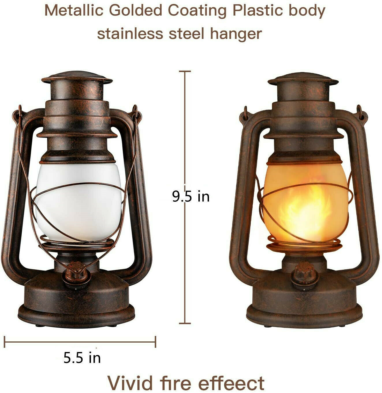 2 Pack Rustic Solar Flicker Flame Lantern Hanging Lights Outdoor Lamp Waterproof