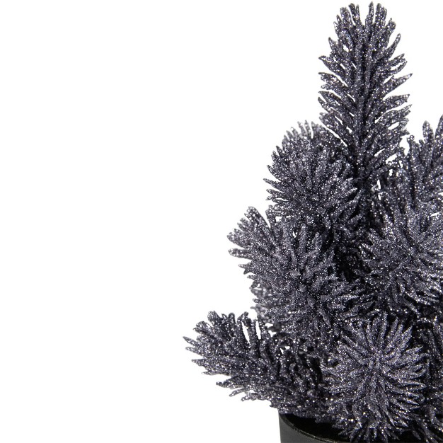 Gray Potted Glittered Artificial Mini Pine Christmas Tree Unlit