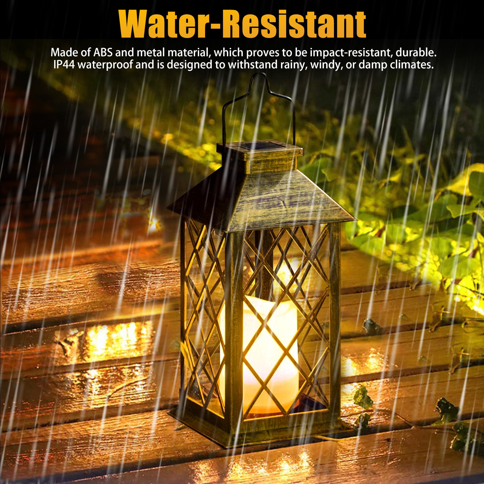 Solar Hanging Lantern Outdoor， TSV LED Flickering Flameless Candle Mission Lights， Waterproof Decorative Lanterns for Garden Patio Table Pathway