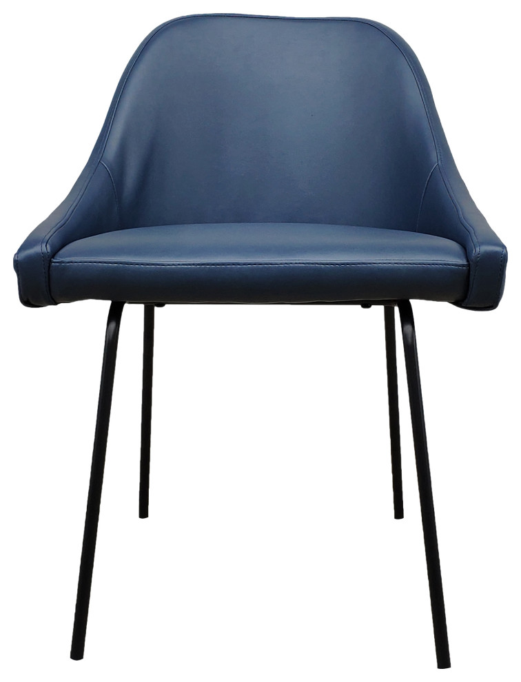 Vegan Blue Leather Dining Chair Low Back Slop Arms   Midcentury   Dining Chairs   by Sideboards and Things  Houzz