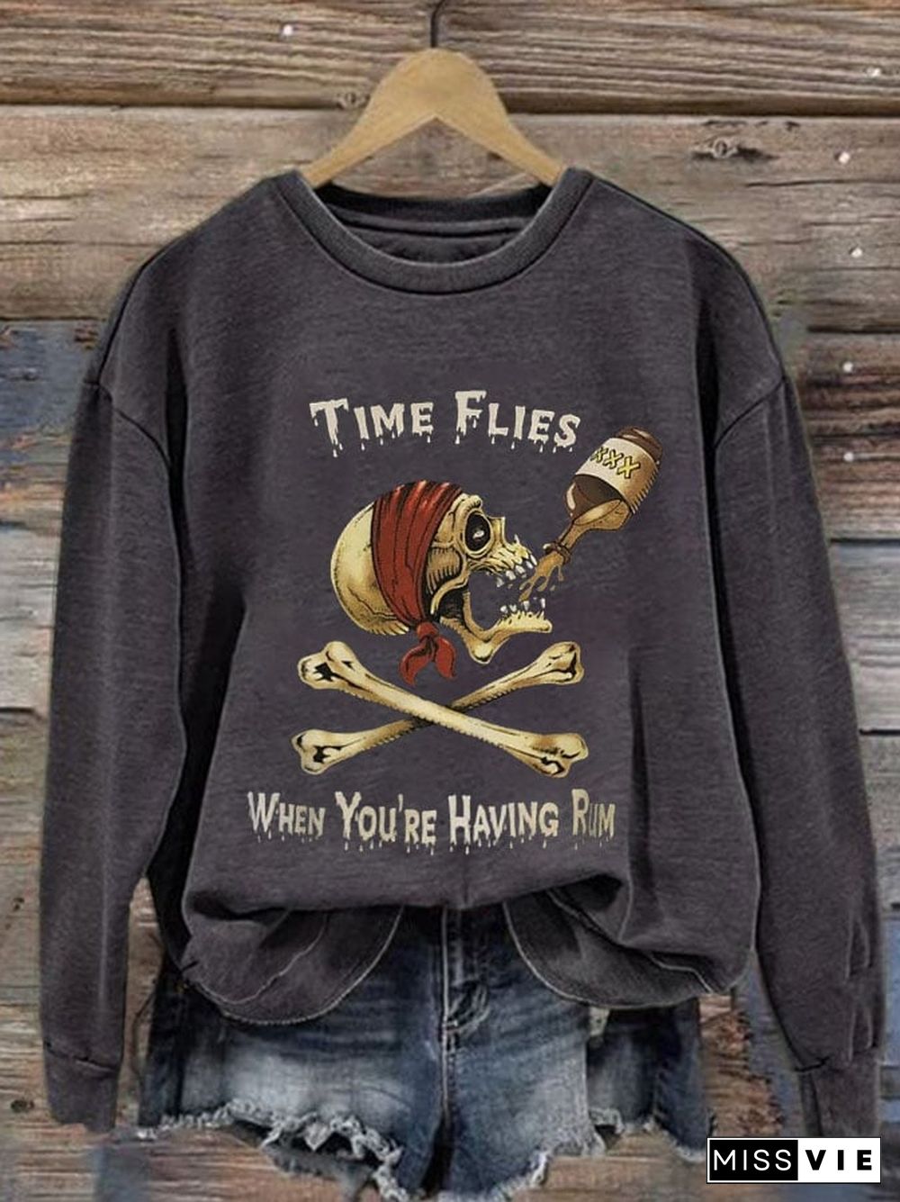 Women's Time Flies When You're Having Rum Crew Neck Sweatshirt