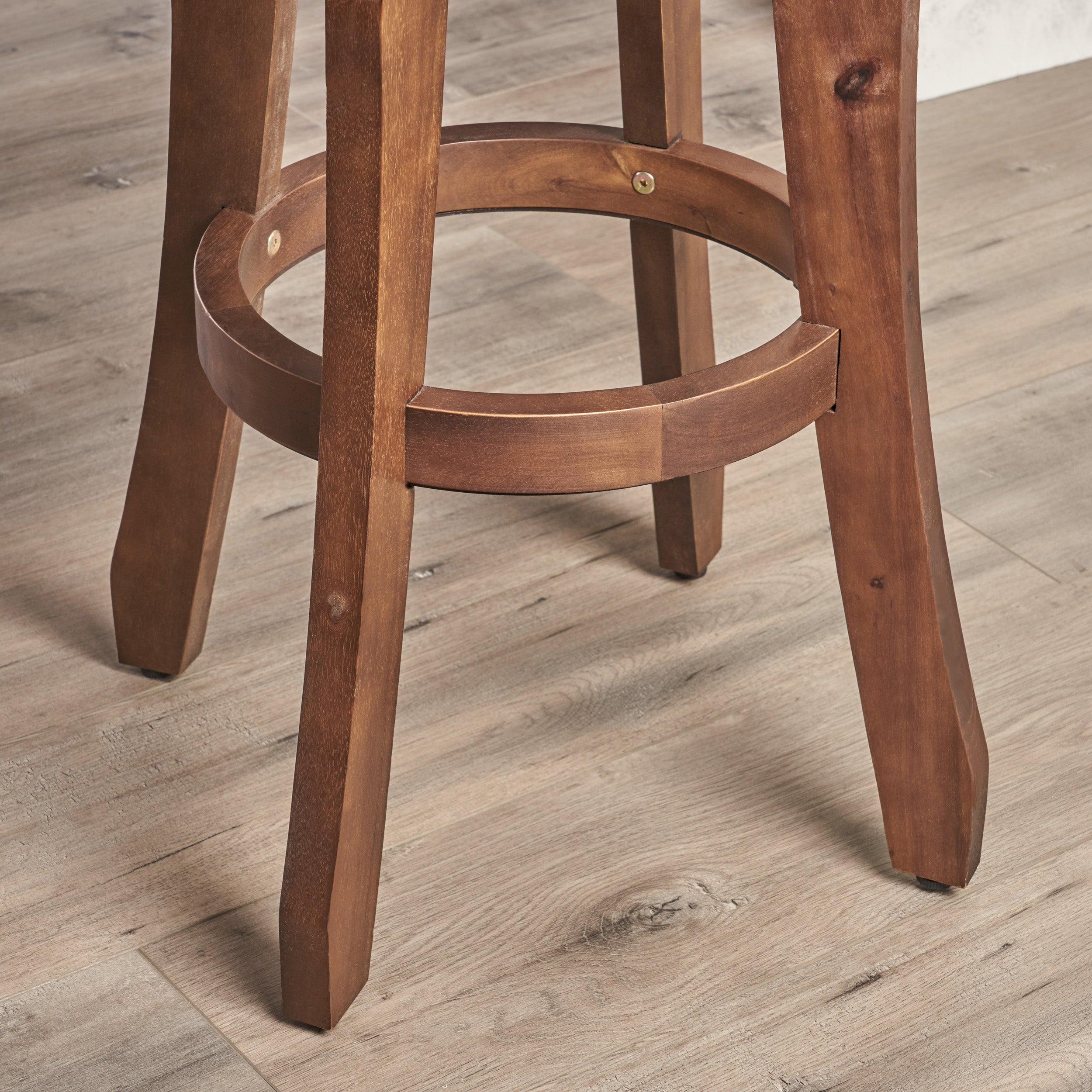 Ruth Rustic Indoor Acacia Wood Barstools， Set of 2， Dark Brown Finish