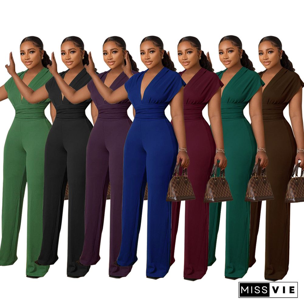 New Solid Color Waist Women's Jumpsuit