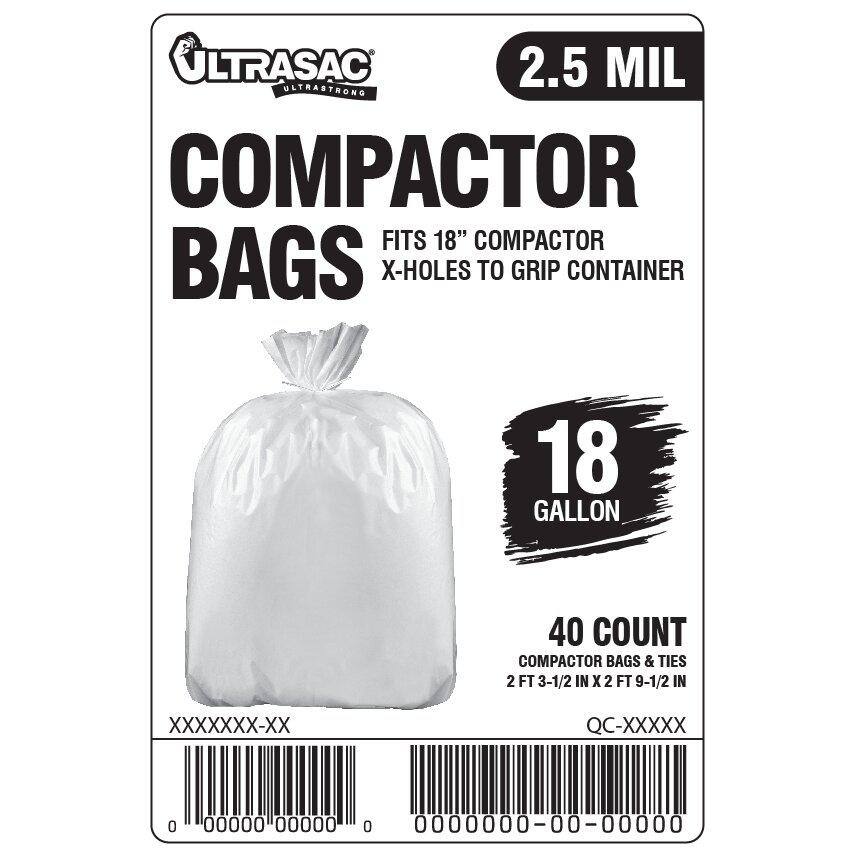 Ultrasac 18 Gal. 28.25 in. x 33.5 in. Compactor Bags 2.5 MIL For 18 in. Compactors- Bags Compatible with Whirlpool (Pack of 40) ULR-XL COMPACTOR