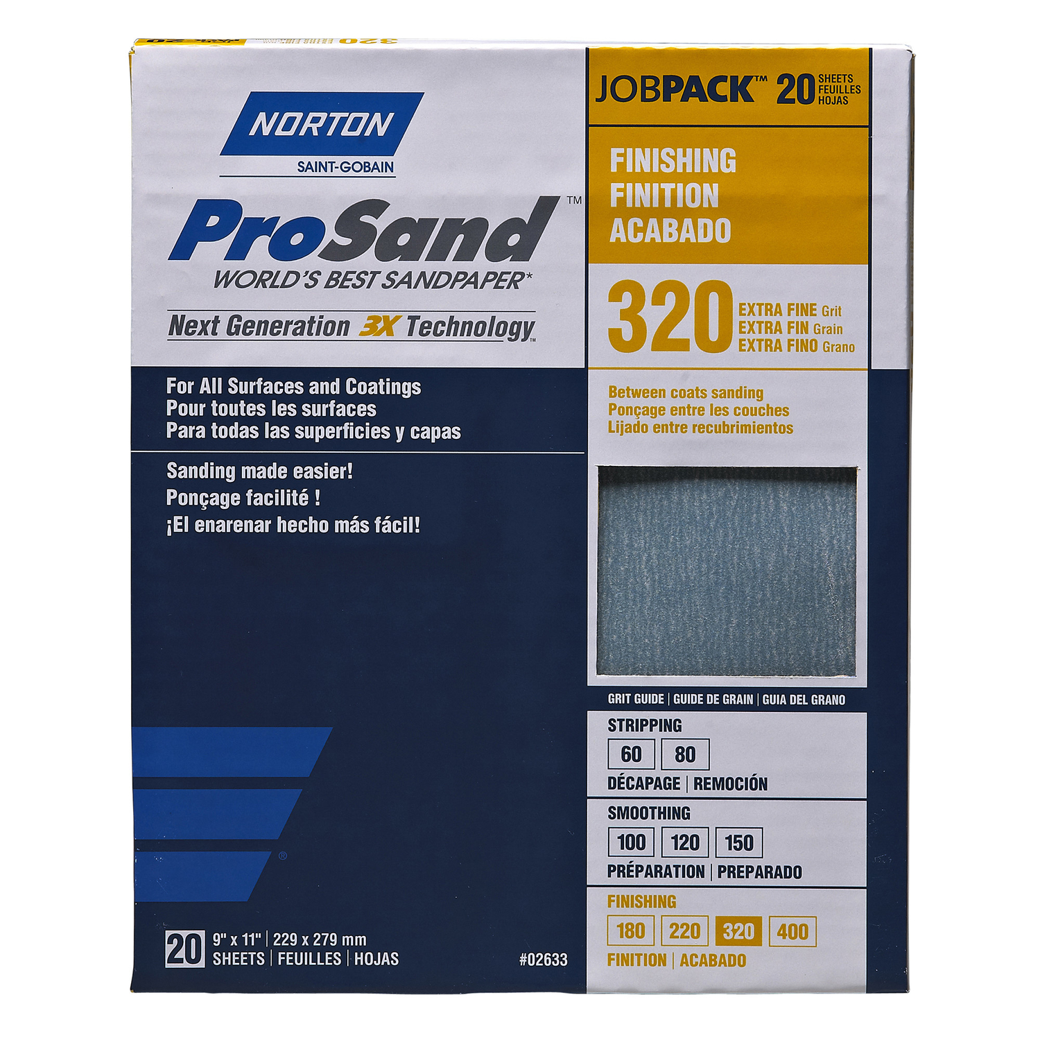 Norton ProSand 11 in. L X 9 in. W 320 Grit Aluminum Oxide Sandpaper 20 pk