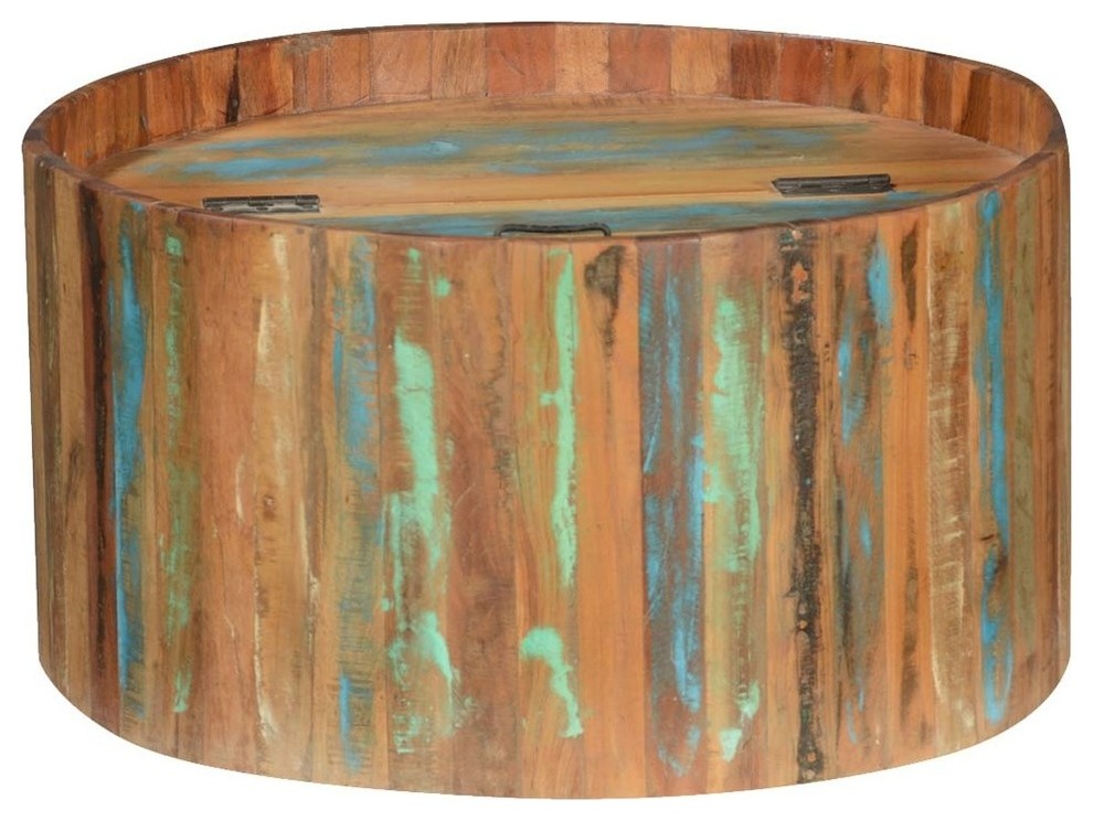 Arkport Reclaimed Wood Storage Round Coffee Table   Farmhouse   Coffee Tables   by Sierra Living Concepts Inc  Houzz