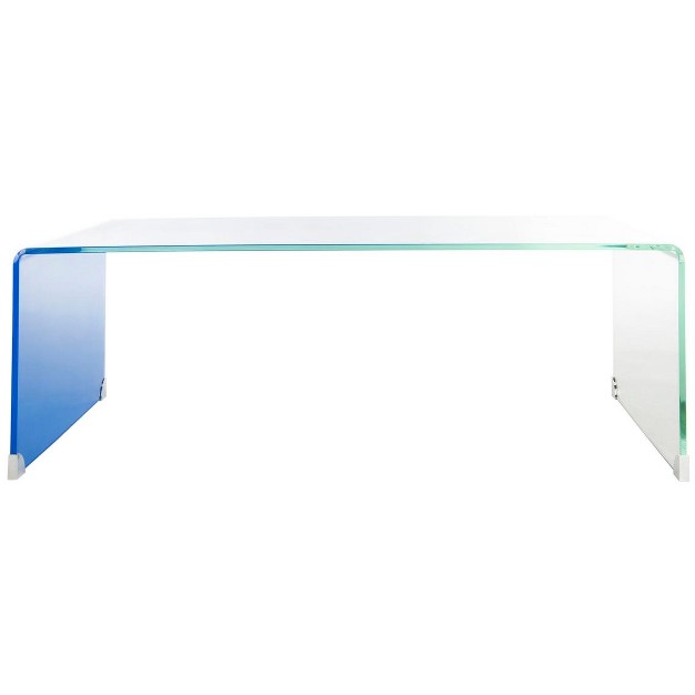 Crysta Ombre Glass Coffee Table Clear blue Safavieh